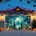 thumbnail image 5 of Halloween Garage Door Banner Cover 6.8 x 15.7 ft Happy Halloween Garage Door Decoration Outdoor Indoor Hanging Banners Scary Pumpkin Ghost Bats Photo Props Backdrop for Wall House Party Decor, 5 of 6