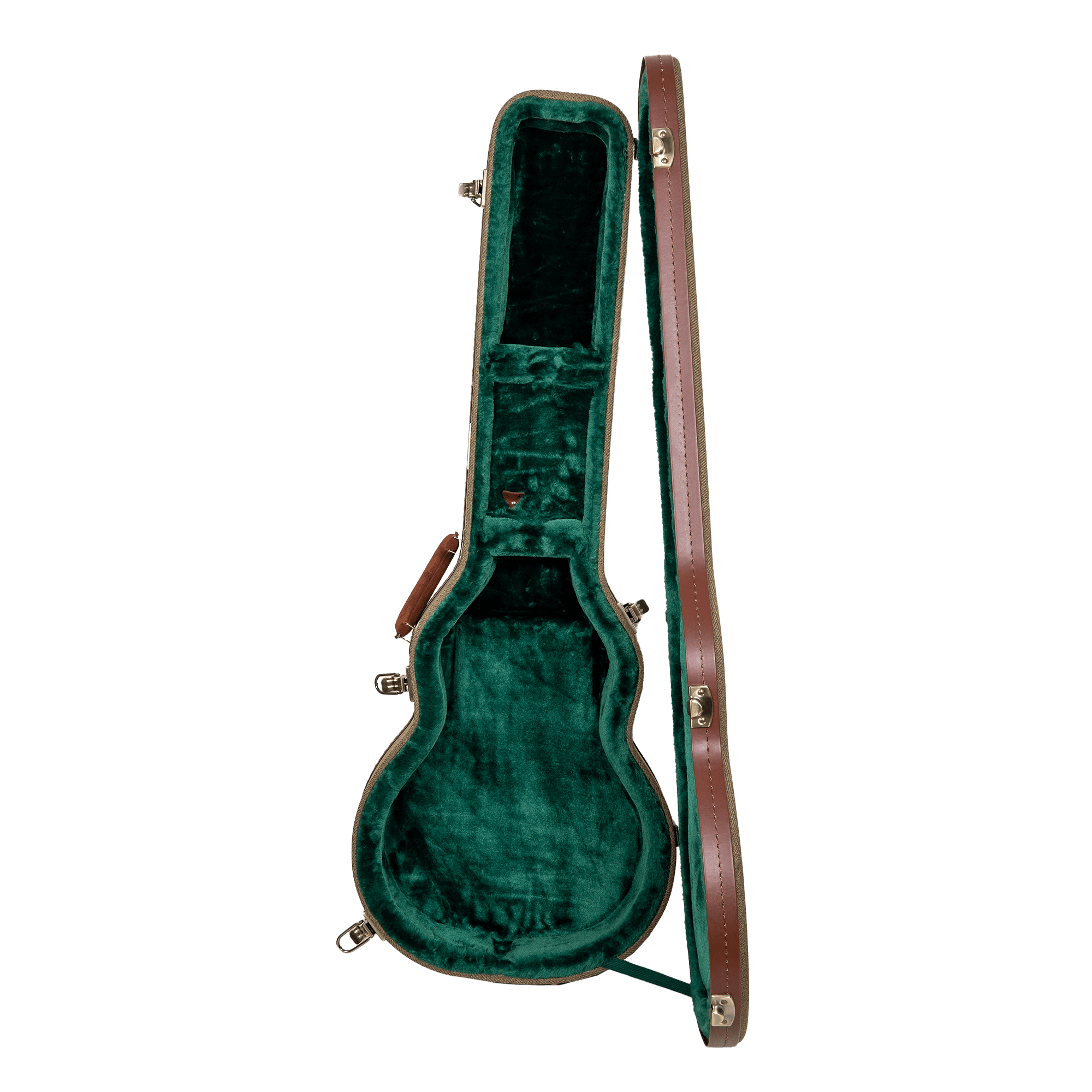 Crossrock Master Series - Wooden Les Paul Electric Guitar Case - Security Lock, Genuine Leather Handle, Reinforced Hardware, Metal Feet, Storage Space- Olive Green Tweed