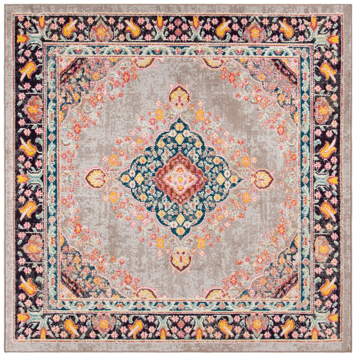 SAFAVIEH Madison Sonam Oriental Runner Rug, Grey/Fuchsia, 2'3" x 8'