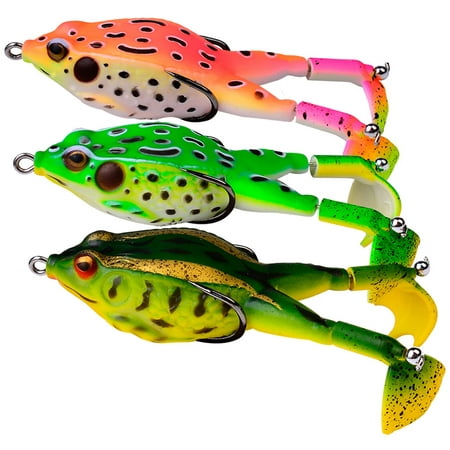 Topwater Frog Fishing Lure Kit, 5pcs Soft Artificial Bait Hollow Frog Lure  with Double Hooks Weedless for Bass Pike Snakehead Dogfish Musky with  Tackle Box, Soft Plastic Lures -  Canada