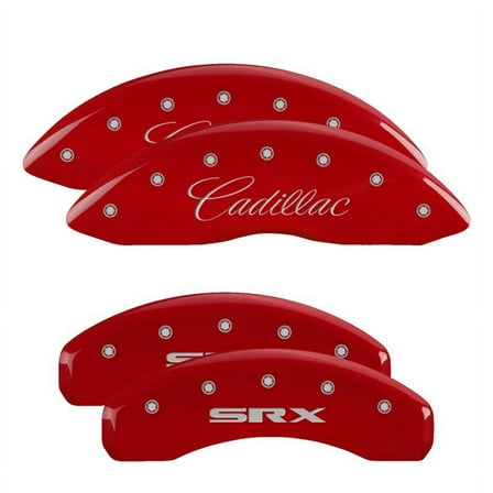 MGP 4 Caliper Covers Engraved Front & Rear GMC Red finish silver ch Fits select: 2009-2014 GMC SAVANA G1500