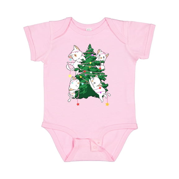 Inktastic Kawaii Cats Christmas Tree Boys or Girls Baby Bodysuit
