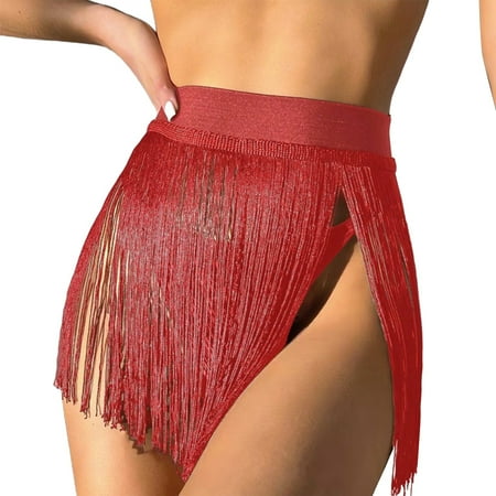 Xiangyun Womens Swim Shorts Bathing Suit Bottoms for Women Womens Bikini Bottoms New Swimsuit Solid Color Fringe Beach Skirt Bikini Swimsuit Skirt for Women Beach Fashion Red XL