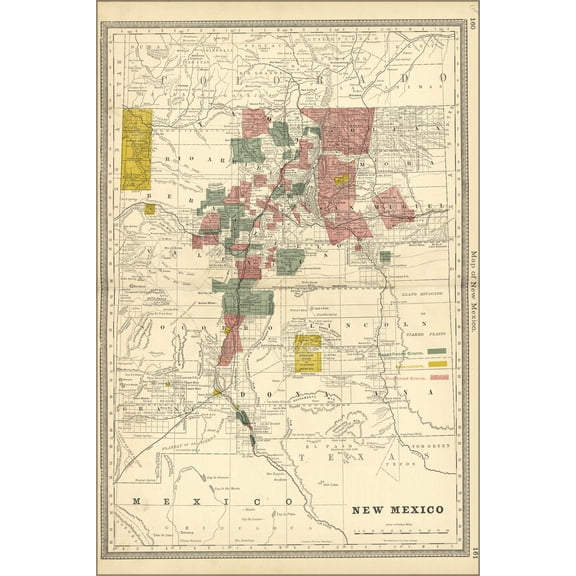 24"x36" Gallery Poster, map of new mexico 1881