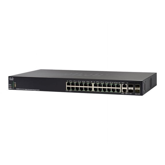 Cisco SG350X-24 Layer 3 Switch - 24 x Gigabit Ethernet Network, 2 x 10 Gigabit Ethernet Uplink, 4 x 10 Gigabit Ethernet Expansion Slot - Manageable - Twisted Pair, Optical Fiber - Modular - 3 Layer Su