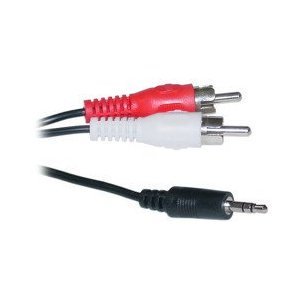 3.5 MM Stereo Male to Two RCA Male Cable 25 ft - 22 AWG, Connects a portable audio device including MP3 players, portable CD players and more, to a home theater.., By