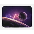 thumbnail image 1 of Galaxy Bath Mat, Planets over Purple Nebula Celestial Comet Magic Rays Universe Astronomy Picture, Non-Slip Plush Mat Bathroom Kitchen Laundry Room Decor, 29.5 X 17.5 Inches, Magenta Mauve, Ambesonne, 1 of 2