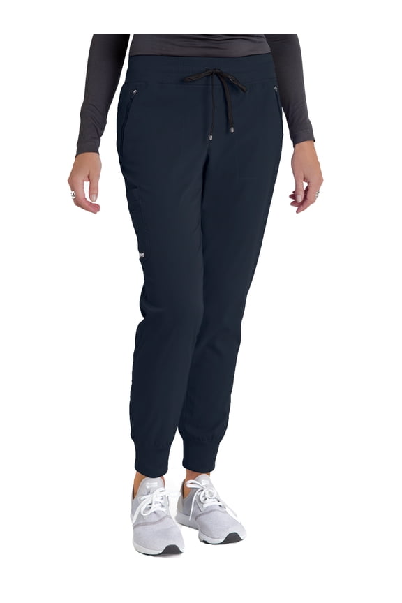 Grey's Anatomy Stretch 5-Pocket Soft Rib Waist Jogger Scrub Pant for Women Steel XS