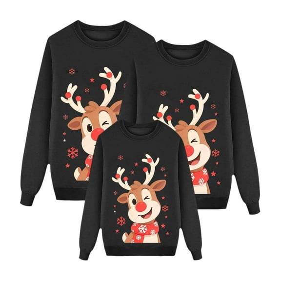 Family Christmas Sweatshirts Xmas Printed Ugly Long Sleeve Pullover Crew Neck Family Christmas Outfits Kids Christmas sweatshirt