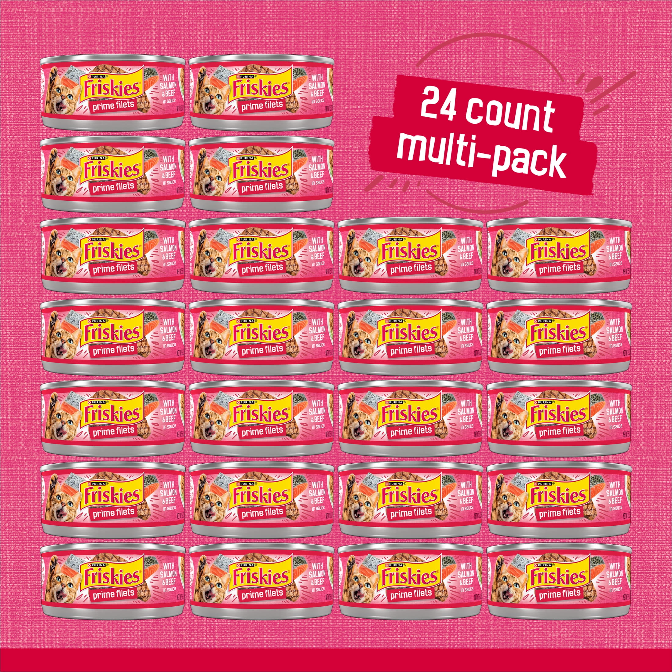 Purina Friskies Prime Filets, Salmon and Beef in Sauce, Wet Cat Food, 5.5 oz Can