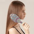 thumbnail image 3 of Geometric Bohemian Hair Brush, Rustic Pattern Soft Bristle Paddle Comb for Detangling, Massaging and Styling, Suitable for All, 3 of 8