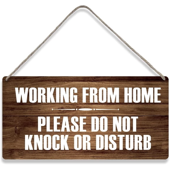 Country Style Wall Decor Working From Home Please Do Not Knock or Disturb Wooden Signs Rustic Hanging Wall Plaque Sign Home Decor Present 10x5 Inch