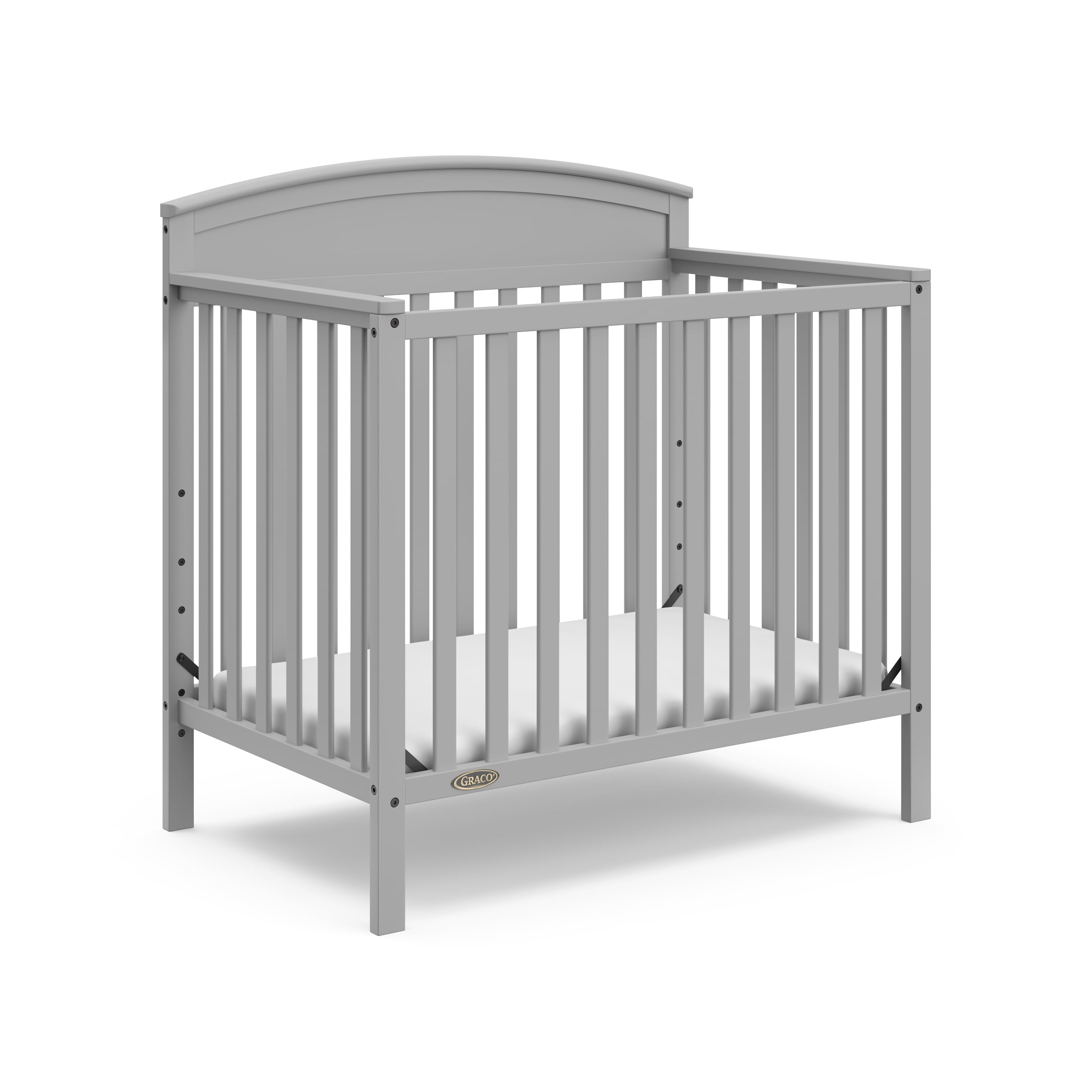 Graco Benton 4-In-1 Convertible Mini Baby Crib, Pebble Gray
