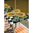 thumbnail image 2 of Square Outdoor Tablecloth with Umbrella Hole Yellow Sunflower Outside Table Cloth Waterproof Patio Table Cover Black White Plaid Watercolor Floral Zipper Tablecloths for Picnic Camping 54x54 Inch, 2 of 8
