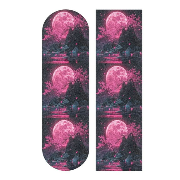 33.1" x 9.1" Tape Skateboard Scooter Grip Tape Skateboard Griptape Sheet Pink Moon and Cherry Blossoms
