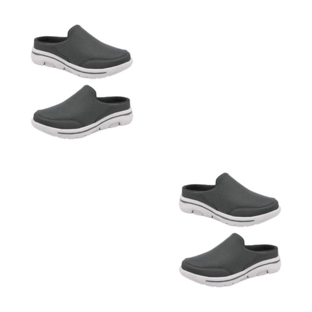 Qarigey 1 par de toboganes de cubierta de malla portátiles para fiesta, zapatillas transpirables de tacón plano, sandalias con suela de EVA Gris oscuro talla 45 2Conjunto