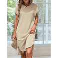 thumbnail image 4 of Vestido Midi de Verano para Mujer, Color Liso, con Abertura, Color Albaricoque XL, 4 of 9