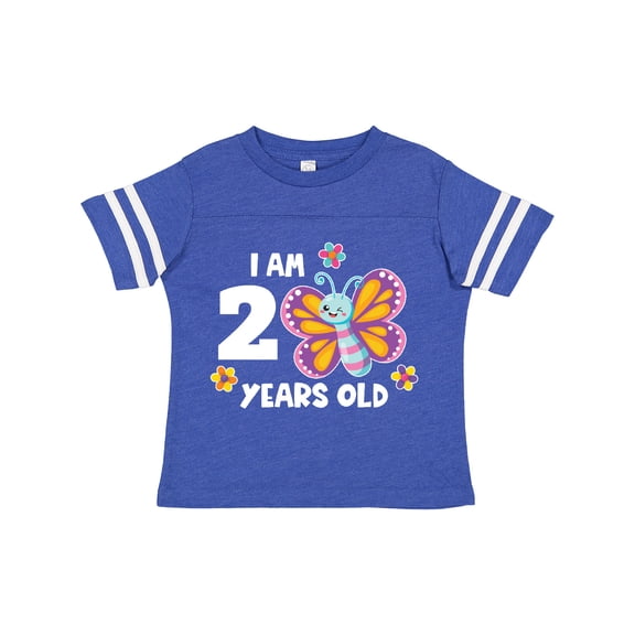 Inktastic I Am 2 Years Old Cute Smiling Butterfly with Flowers Girls Toddler T-Shirt