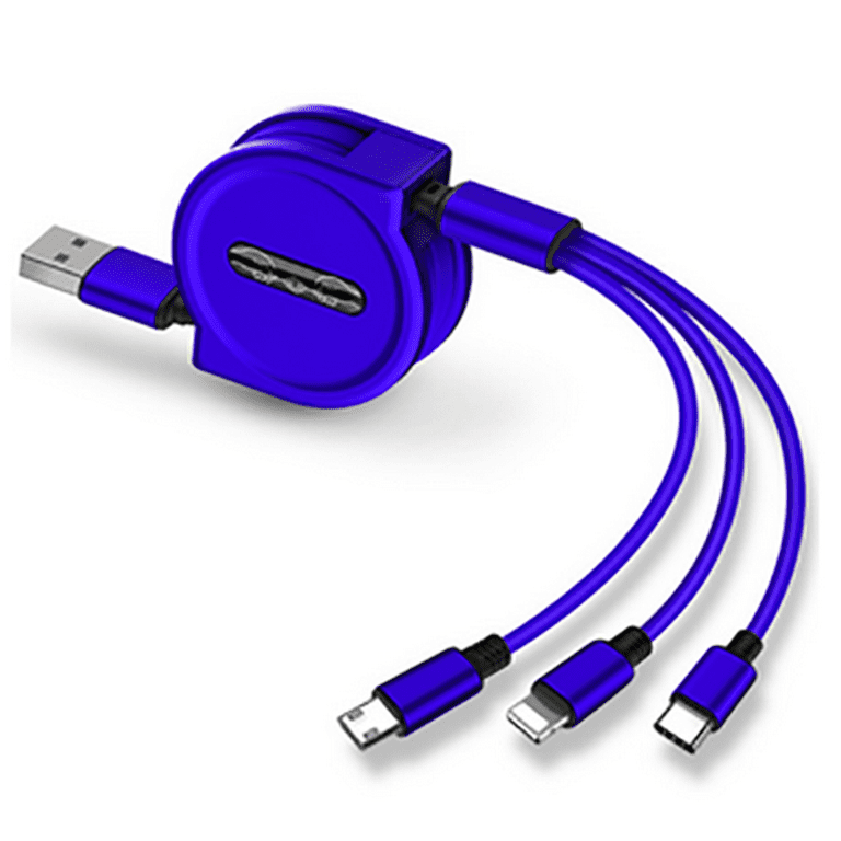 USB Multi Charging Cable Bicycle Wheel Cycling Game Sport Multi 3 in 1 Retractable Multiple USB Charger Cable with Micro USB/Type C Compatible with Cell Phones Tablets and More 