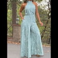 thumbnail image 4 of Elegantes para Mujer, para Fiestas de Noche, Invitadas de Boda, Grandes, Sin Mangas, Pantalones Largos de Pierna Azul XXL, 4 of 6