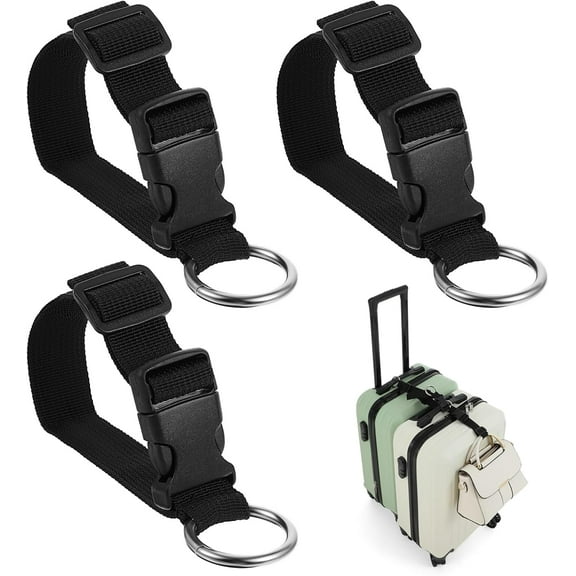 3 Pack Add a Bag Luggage Straps, Adjustable Suitcase Strap Luggage Connector Belt J Hook Carry Your Extra Backpack, Travel Attachment Travel Accessories for Connecting Your Luggage Jacket
