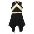 thumbnail image 5 of renvena Girls Praise Church Dance Dress Sleeveless Metallic Gold Asymmetrical Liturgical Celebration Choir Costume Black 10, 5 of 7