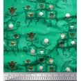 thumbnail image 1 of Soimoi Green Cotton Voile Fabric Hat & Devil Cartoon Print Fabric by the Yard 42 Inch Wide, 1 of 1