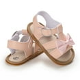 thumbnail image 6 of LIIPEE Baby Sandals Spring Summer Children Toddler Solid Color Sandals Boys Girls Flat Bottom Soft Sole Shoes Light Buckle Open Toe Comfortable Breathable Cute Bow Walking Shoes,Pink,11/1, 6 of 9