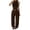 Coffee, variant on LEKWK Two Piece Sets for Women Sleeveless High Neck Pleated Tank Tops and Elastic Waist Wide Leg Pants Summer Fashion Casual Vacation Daily Wear