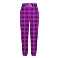 thumbnail image 3 of Lounge Pants for Women with Pockets Drawstring Elastic Waist Casual Cotton Jogger Sweatpants Soft Pajama Bottoms (XL, Purple|Plaid), 3 of 7