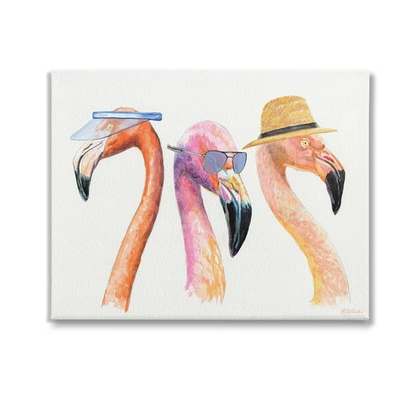 Stupell Industries Summer Flamingo Fashion Animals & Insects Painting Gallery Wrapped Canvas Art Print Wall Art, 20 x 16