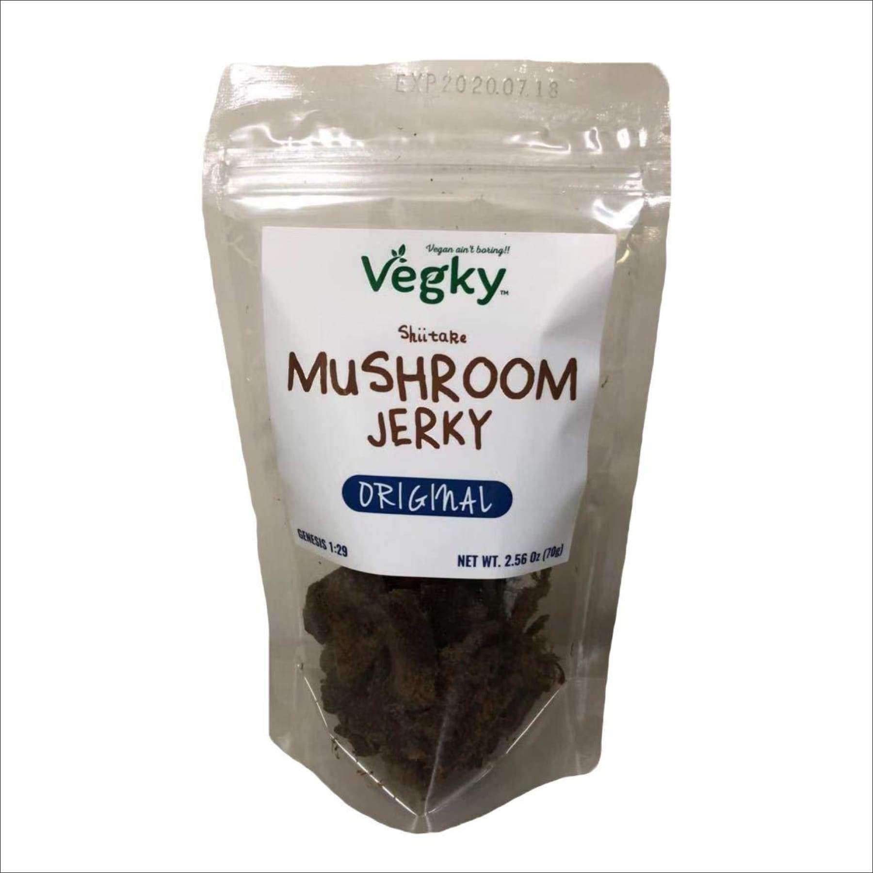 VEGKY Vegan Shiitake Mushroom Jerky ORIGINAL 70 Grams 2.56 oz NonGMO