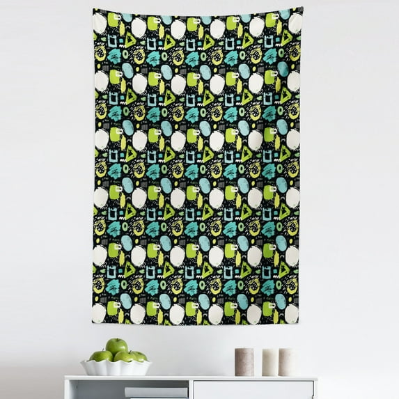 Grunge Tapestry, Sketchy Art Digital Geometric Forms Graffiti Paintbrush Funky Unusual Effects, Fabric Wall Hanging Decor for Bedroom Living Room Dorm, 5 Sizes, Multicolor, by Ambesonne