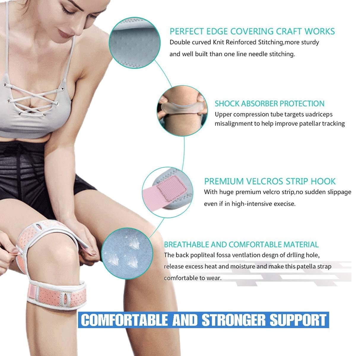 EIMELI 2 Pack Patella Knee Strap, Rebomer Adjustable Knee Brace for Women, Knee Joint Pain Prevention and Relief and Patella Stabilizer Support for Running, Riding, Football, Weightlifting kone 1186x1200 billede EIMELI 2 Pack Patella Knee Strap, Rebomer Adjustable Knee Brace for Women, Knee Joint Pain Prevention and Relief and Patella Stabilizer Support for Running, Riding, Football, Weightlifting billede