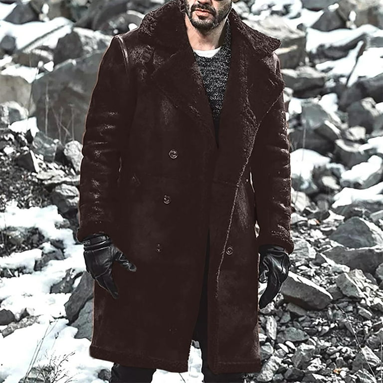 Men s Winter Jacket Thick Thermal Cotton Warm Fleece Lined Coat with Hood Men s Coat Plus Size Jacket Fleece Jacket Winter Jackets For Mens Long Winter Coats Walmart