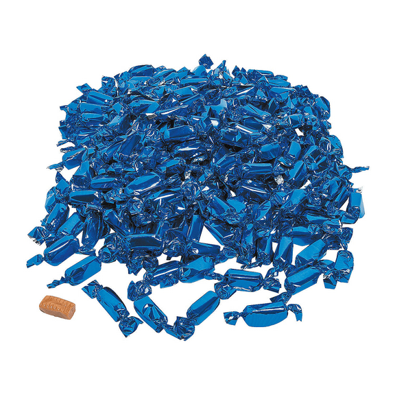 Navy Foil Wrapped Caramels (2Lbs) - Edibles - 189 Pieces