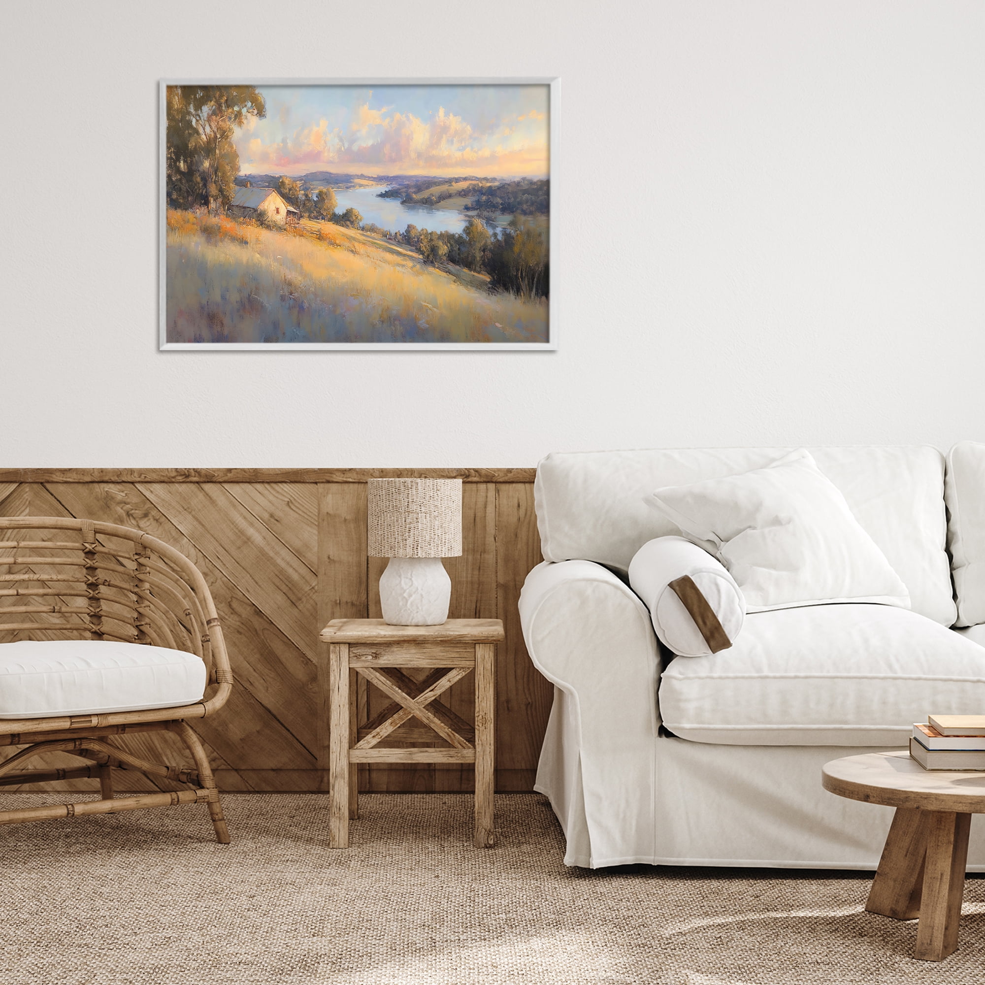 Stupell Industries Hilltop Cottage in Sunset Glow White Framed Giclee Art, design by Creative Studio