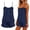 Navy, variant on hoksml Women's Ruffle Trim Cami Top and Drawstring Shorts Pajama Set, 2 Piece Loungewear