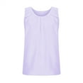 thumbnail image 5 of QLEICOM Women's Summer Basic Sleeveless Crewneck Casual Tank Tops Loose Shirts Pleated Solid Color Loose Fit Workout Yoga Vest Shirt Going Out Tee Pullover Blouses Purple L, 5 of 6
