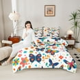 thumbnail image 4 of Homewish Kids Teens Flying Butterflies 3 Pieces Queen Comforter Set,Groovy Flowers Ultra Soft Bedding Sets,Dreamy Princess Bedding Comforter Set Breathable,Ultra Soft Home Decor,Reversible, 4 of 8
