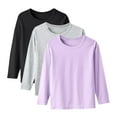 thumbnail image 2 of 3 Pack Cotton Long Sleeve Tee Shirts for Girls Kids Toddlers' Basic Crewneck Tops T-Shirts, 2 of 7