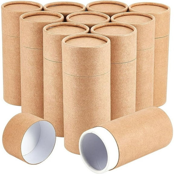 10PCS 100ml/ 3.5oz Kraft Paperboard Tubes Round Kraft Paper Containers for Pencils Tea Caddy Coffee Cosmetic Crafts Gift Packaging Light Khaki for DIY