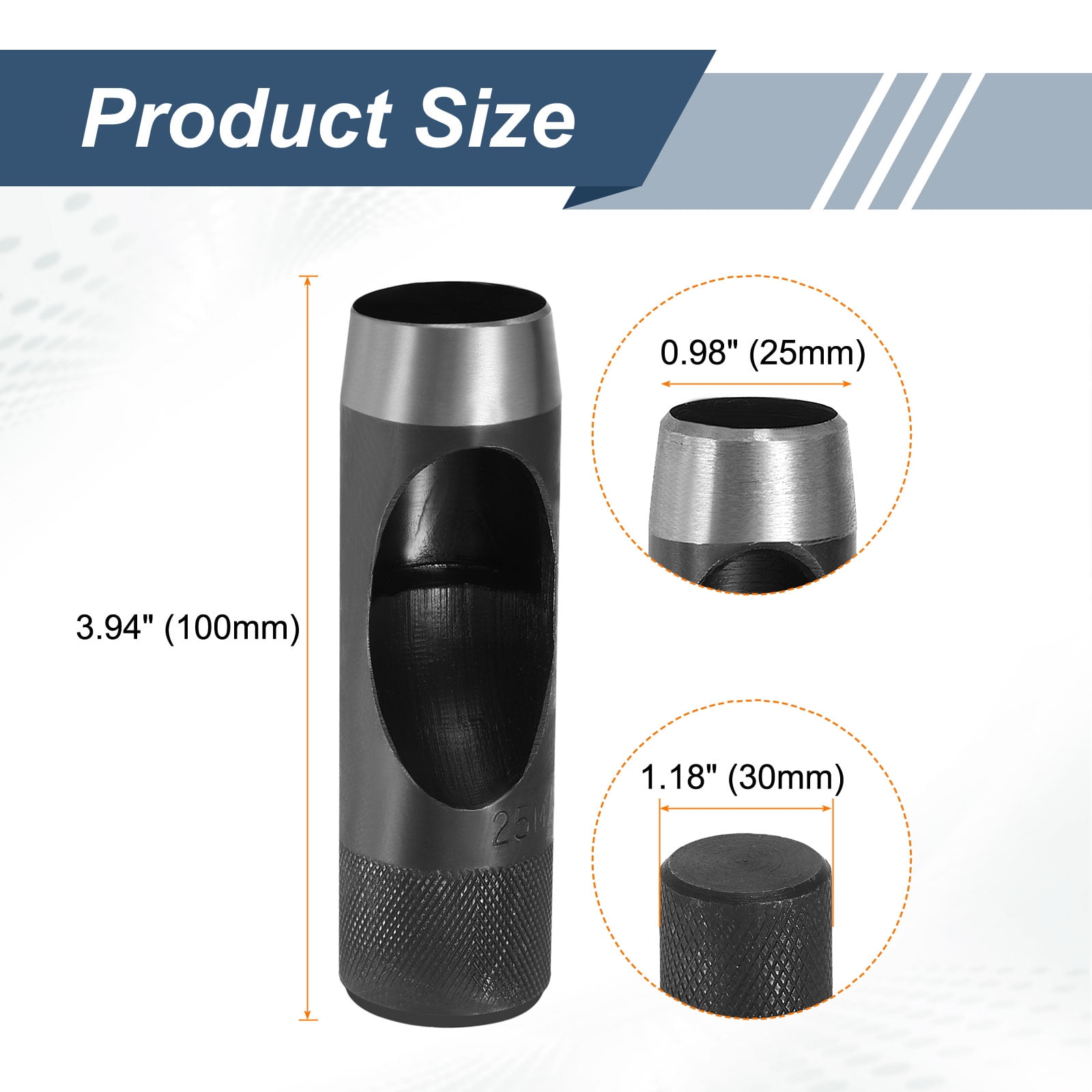 Uxcell 2pcs Leather Hole Punch 25mm Hollow Round Hole Puncher Cutter Carbon Steel Tool for Watch Cloth Belt Gaskets DIY Leather Craft Repair, Black