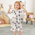 thumbnail image 3 of FORMRS Girls Short Sleeve Dress Summer Casual Round Neck A-line Beach Sundress, Sizes 2T-8T, Gray Cartoon Pattern, 3 of 8