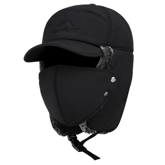 CHIKANSTORE Winter Trapper Hat, 3 in 1 Windproof Facemask Cap Men Women with Full Face Ear Flap, Cap Faux Cap Trapper hat Cold Anti-Snow Removable,Black