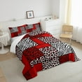 thumbnail image 3 of jejeloiu Patchwork Geometric Checkered Bedding Comforter Set,Leopard Zebra Print Twin Comforter Sets,Red White Black Bedding Set For Girls Kids,Ultra Soft Home Decor,2-Piece, 3 of 8