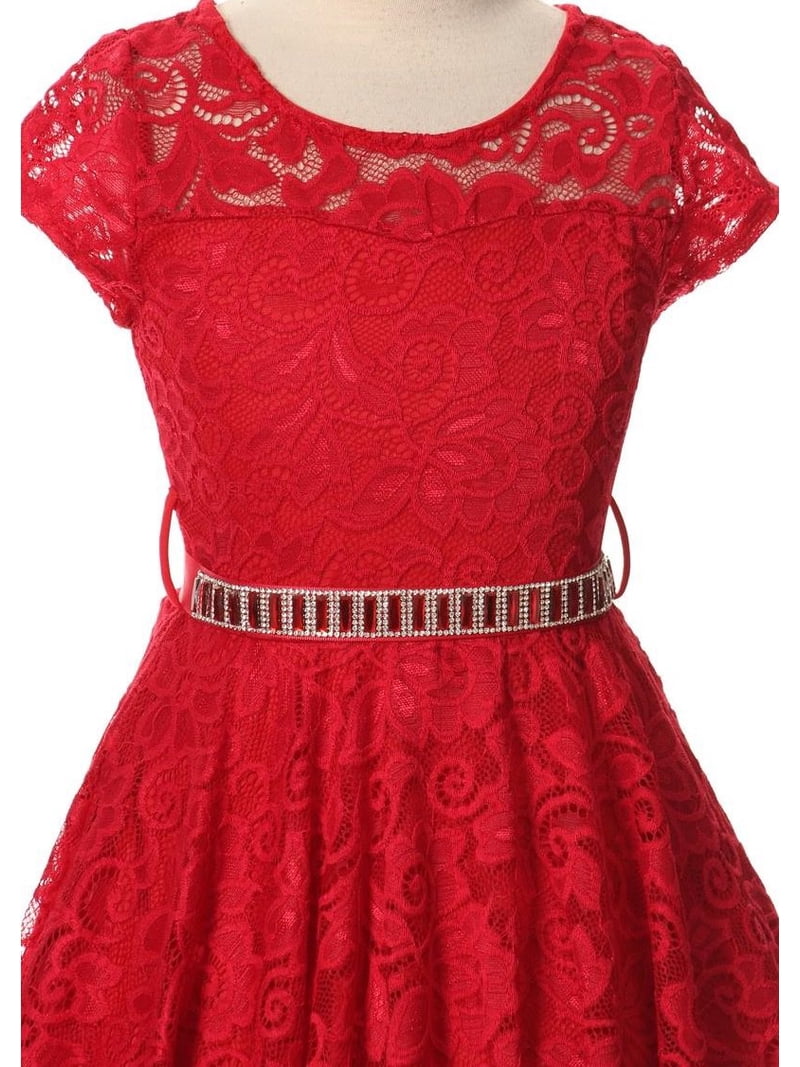 Big Girl Cap Sleeve Lace Skater Stone Belt Flower Girls Dresses (19JK88S) Red 16 - Walmart.com Big Girl Cap Sleeve Lace Skater Stone Belt Flower Girls Dresses (19JK88S) Red 16 - Walmart.com