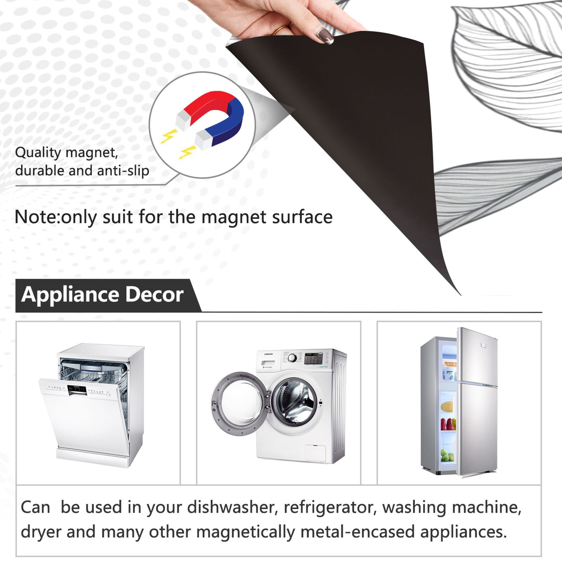 Dishwasher Magnetic Sticker 23x26 Inch Refrigerator Magnetic Sticker Washing Machine Magnetic Sticker Kitchen Panel Magnetic Sticker Home Decor Super Cool Leaves