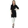 thumbnail image 3 of Bimba Women Black Cotton Blend Tunic Short Kurta Kurti Casual Blouse Summer Wear, 3 of 3
