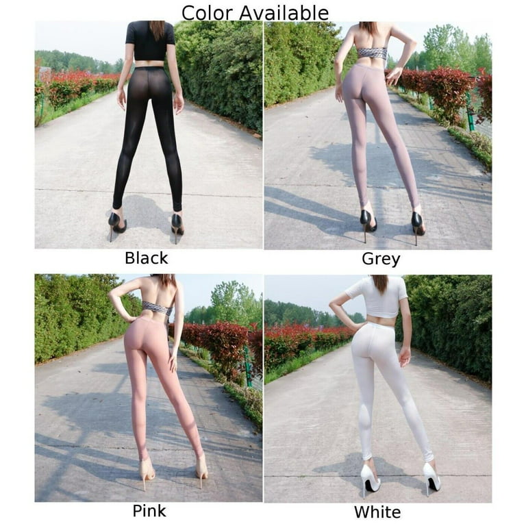 Sexy Transparent Thin Tight Elastic Leggings Women's Tights Two